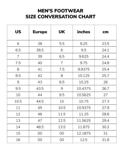 Men's Size Chart